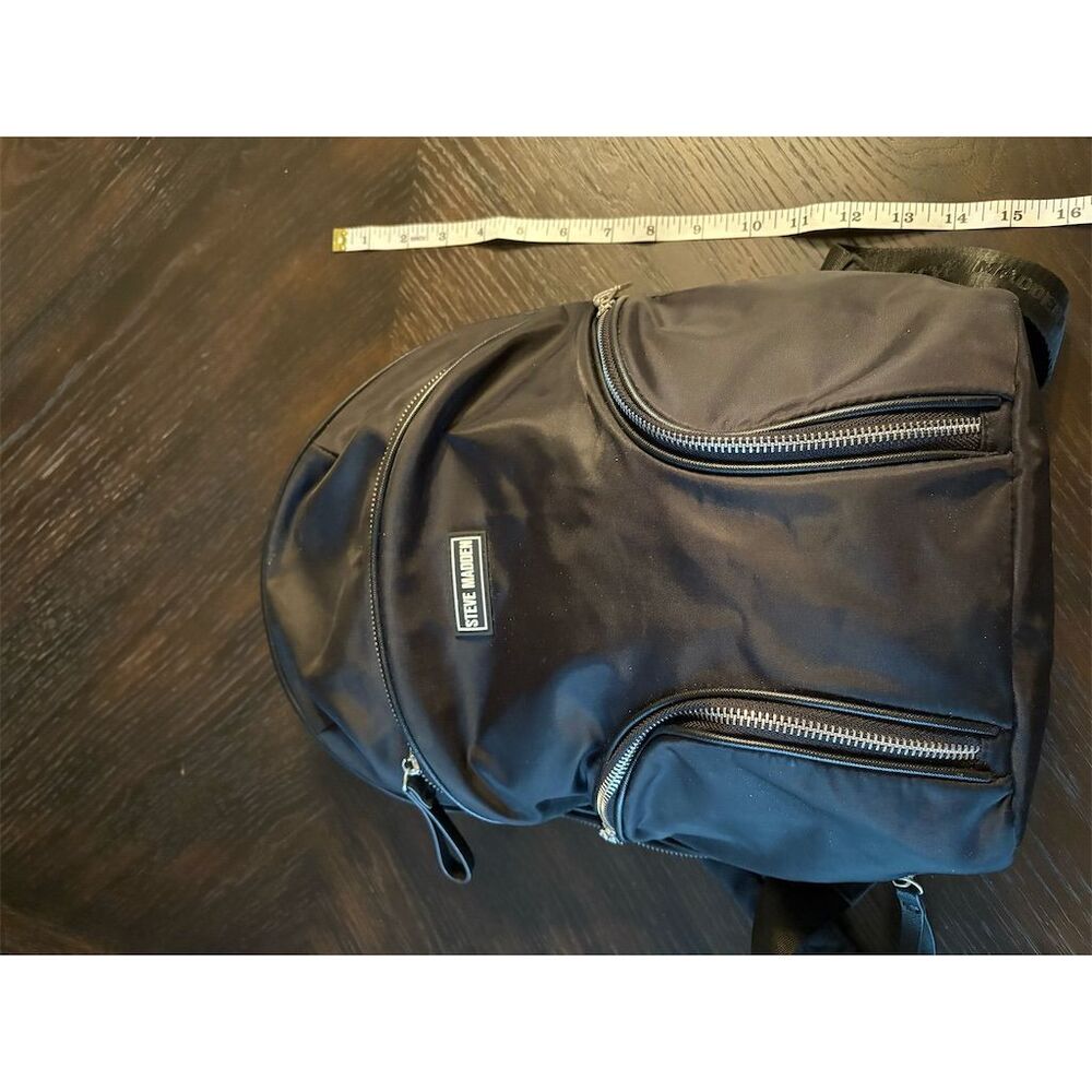 Steve Madden‎ Unisex Black Nylon Backpack with Multiple Pockets - Picture 5 of 8